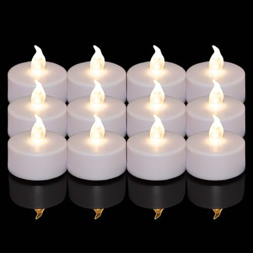 Tappovaly Battery Operated Flameless LED Tea Lights Candles 200 Hours Realistic Flickering Battery Operated Tea Lights Seasonal for Halloween Decoration,Festivals,Weddings(24 Pack Warm White)