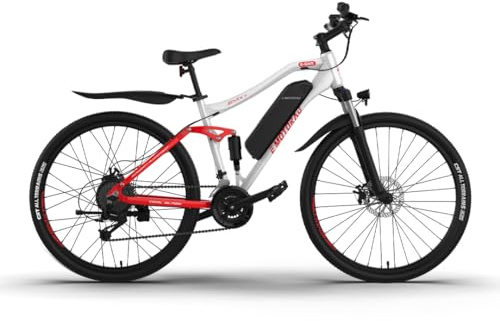 EMotorad EMX+ | Vélo électrique Tout-Terrain pour Adultes | pneus CST 27,5 x 2,0 | Moteur 36 V 250 W | Batterie 13 Ah Amovible | Double Suspension | Freins à Disque mécaniques | écran LCD (Blanc)
