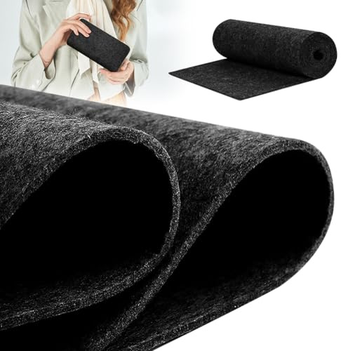 Filtrulle filttyg 30 cm x 250 cm metervara, 3 mm tjock, filtmatta, filt för gör-det-själv förvaringsväska lapptäcke sy filt för pyssel hantverk dekoration svart