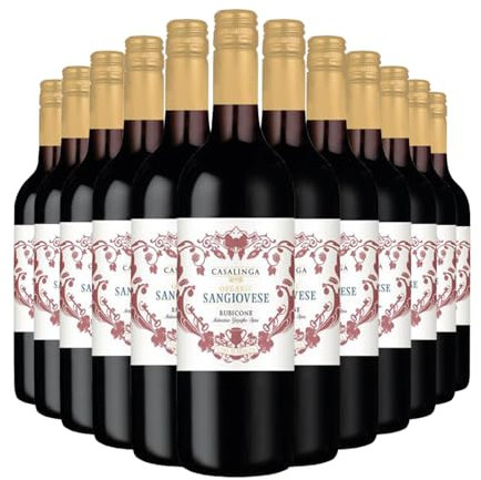 Casalinga Sangiovese IGT Organic Red Wine 13% ABV | 12 x 75cl Bottle | Vegan Friendly | Fruity & Smooth | Italian Red from Rubicone | Bursting with Ripe Red Fruits | Ideal with Pasta & Grilled Dishes