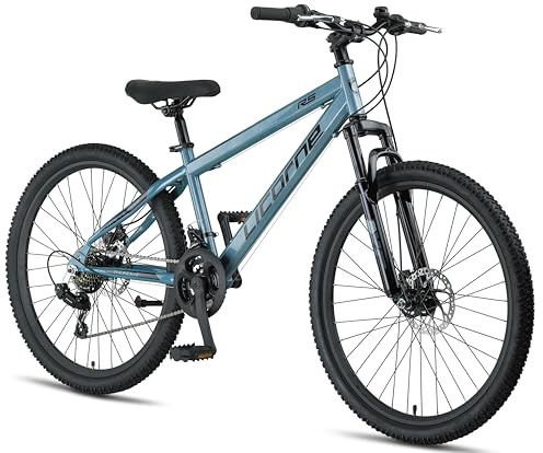 Licorne Bike Thunder Premium mountainbike i 20, 24, 26, 27,5 och 29 tums cykel för flickor pojkar män och kvinnor skivbroms (akvamarin, 26 tum)
