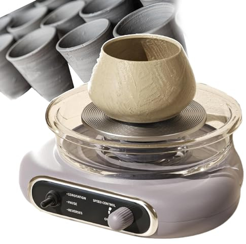 torno de alfarero, Torno de cerámica eléctrico con velocidad ajustable, plato giratorio desmontable y accesorios for manualidades(Gray)