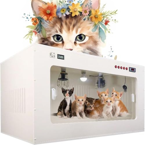 Incubatrice per cani, incubatrice per gatti e cuccioli appena nati, cuccia intelligente per animali domestici, 100 x 60 x 60 cm, per tutte le creature, ideale per cure veterinarie