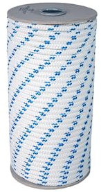 Corda Multiuso Antica Corderia Marra - Treccia Mare, fai da te, garden, mm 4, 100 m, bianca con segnalino azzurro, stabilizzato ai raggi U.V. resistente a intemperie e agenti atmosferici.