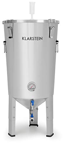 KLARSTEIN Gärkeller - Fermentatore, Paiolo di Fermentazione, Bollitore per Birra o Vino, Termometro, Coperchio a Tenuta Ermetica, Rubinetto di Scarico, Acciaio Inox 304, Pro, 30 L