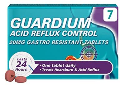 Guardium Esomeprazole Tablets, 7 Gastro Resistant Pills for Acid Reflux, Indigestion, Heartburn, GERD, GORD, 24-Hour Antacid Protection, Supports Digestion & Relieves Nausea