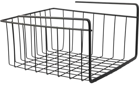 JE CHERCHE UNE IDEE - RG6246 Cesta Colgante de Metal para Almacenamiento y Organización - Diseñada para Armarios - Dimensiones 14 x 26 x 26 cm - Color Negro