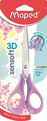 Maped - Ciseaux Sensoft 16 cm avec Anneaux Souples et Ergonomie 3D - 16 cm