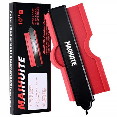 MAIHUITE 10 Contour Duplication Gauge，Adjustable Lock ，Precisely Copy Irregular Shape ，Irregular Welding Woodworking Tracing ， Must Have Tool for DIY Handyman, Construction 10 Inch,(RED)
