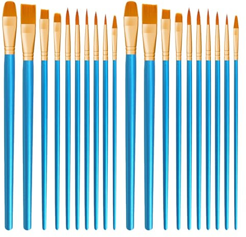 CNMTCCO Pinsel Set, 20Stück Hochwertige Pinsel mit Holzgriffen, Premium Nylon Acrylfarben Pinselset, Ölfarben Malerei Brush Set für Künstler, Kinder und Erwachsene (Blau)