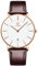 aswan watch Flache Damen Analog Quarz Armbanduhr mit Lederarmband, Datum, 2 Zeiger, 39 mm Gehäusegröße
