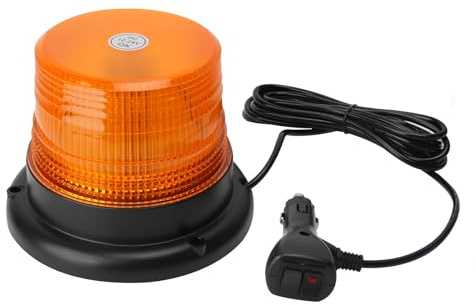 I LITTON Amber LED Flashing Beacon Light, 12V-24V Safety Warning Light with Magnetic Base, 7 Flashing Modes 30W 30-LED Warning Light Amber Emergency Strobe Beacon Light for Truck Tractor UTV Snowplow