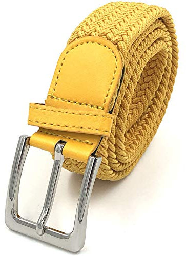 LisaModa Herren Stretch Flechtgürtel LM1000 Stretchgürtel Stoffgürtel Viele Farben (Gelb 030, 85-110)