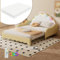 YESGIGA 140 * 200cm Sofabett, umwandelbar in EIN flaches Bett, Kopfteil mit Umgebungslicht, komplett mit Matratze, Fernbedienung (Gelb)