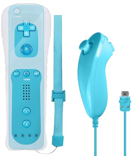 GAOUTO Controller für Nintendo Wii: Gamecontroller Wii Controller Wii Nunchuck Controller Wii Fernbedienung Nunchuk Kontroller, Wii Fernbedienung für Wii Wireless (Controller ohne Motion Plus) (Blau)