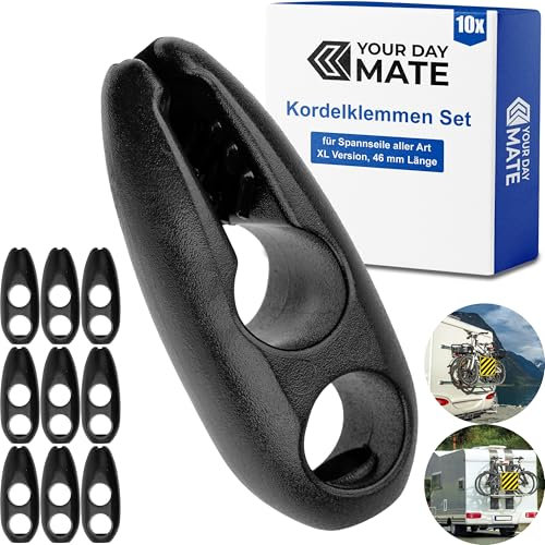 Pinces à Cordon pour tendeur élastique, 10 pièces, Noir, en Plastique, arrêtoir de Cordon pour Corde élastique, Bande Latex, Cordon Nylon, tendeur de Bagages arrêtoir pour Fixation de Panneau