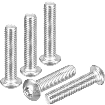 DTGN M8-1,25 x 35 mm linshuvudskruvar med insexkant – 6-pack – bra för vägcykel, mountainbike, bil, motorcykel – 304 vitlackerad rostfritt stål – sexkantiga drivfästen