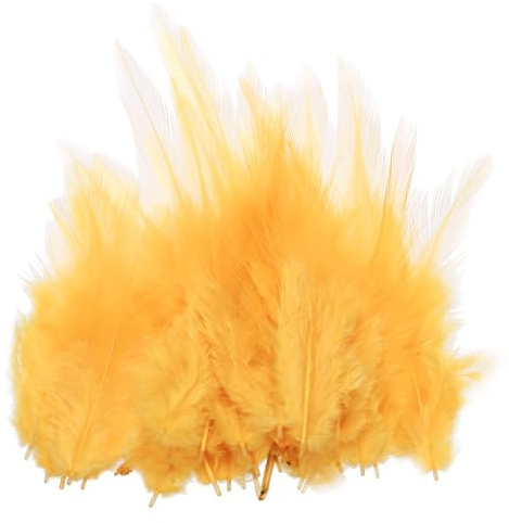 PATIKIL 7,6 cm tuppfjädrar, 100-pack naturliga fjädrar för hantverk färgglada fluffiga hantverksfjädrar för drömfångare handarbete kläder kostymer bröllop, guld