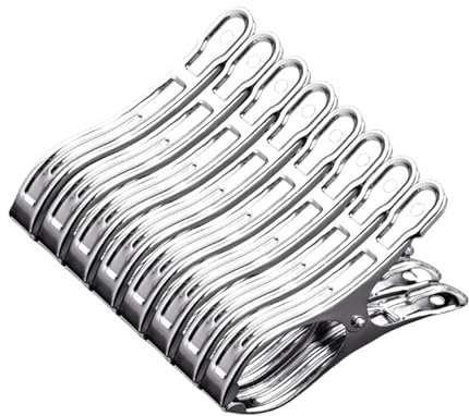 Lot de 8 grandes pinces à cintre en acier inoxydable pour linge quotidien, serviettes de plage, serviettes de bain, linge de lit et vêtements épais