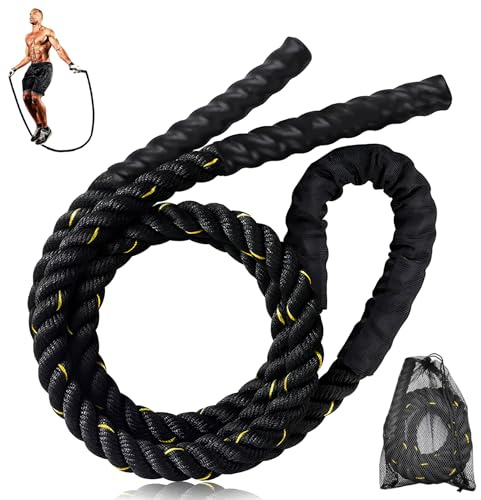 Bomvabe Corde à Sauter Lourde pour Adulte 1 kg, Corde a Sauter Boxe pour Fitness et Développement Musculaire, Corde à sauter lestée de 3 m Pour Entraînement, Salle de Sport, Intérieur et Extérieur