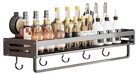 KOKANIGODVA Küchenregal Saugnapf No-Punch Multifunktionale Wand Montiert Gewürz Lagerung Rack Aluminium Lagerung Götter Wand Montiert Gewürzregal Hängende Lagerung Regal, Geeignet Für Küche (A,50CM)