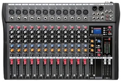 48V 6/8/12 Channels Professional Studio Au-dio Mixer USB DJ Sound Mixing Console Phantom Powers Monitor Amplifier - Mixer Board(12 Channels) (12 Channels)