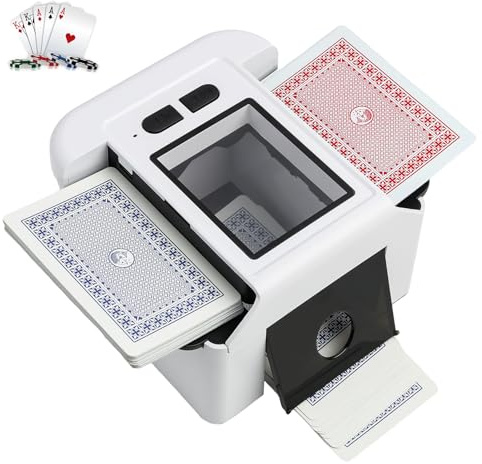Mezclador electrónico recargable de 2000 mAh – Mezcla automática y manual, bajo ruido, cola ajustable, compatible con tarjetas de juego, UNO, Blackjack, Skip-Bo, fase 10, Texas Hold'em, Belote