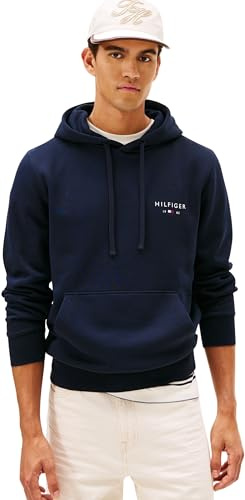 Tommy Hilfiger herr varumärke älskar liten HILFIGER huvtröja MW0MW41429 pullover huvtröja, blå, L, Blå (ökenhimmel), L