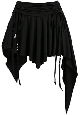 GORGLITTER Festivalkjol Dam Cowgirl Minikjol Western Outfit Ballonkjol, svart, S