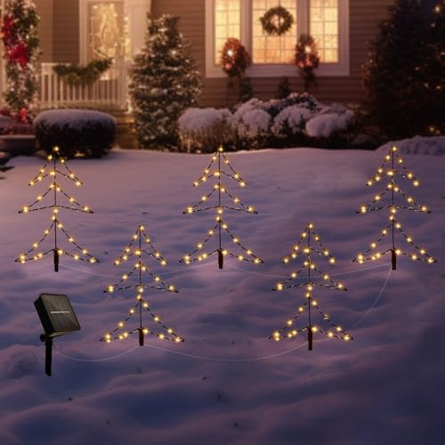 Guirnalda solar para jardín con iluminación navideña, 4 m, IP65, resistente a la intemperie, iluminación de Navidad para exterior, juego de 5 luces LED para jardín, decoración de Navidad, Adviento