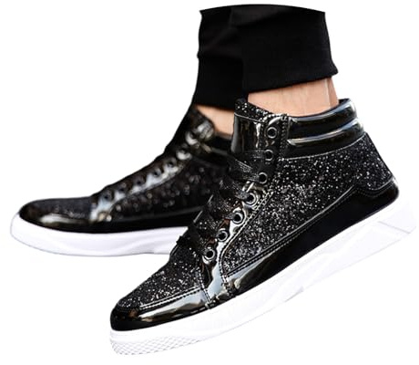 Baskets Hautes Hommes Bottines Paillettes Chaussures de Sport Streetwear Hip Hop Bottes Décontractées