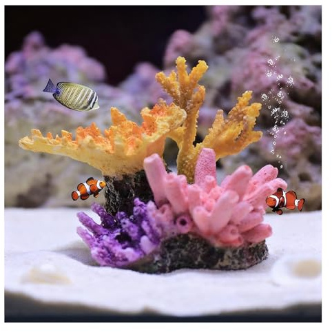 Yoaeyok Ornements de Récifs Coralliens Artificiels, Décoration en Résine pour Aquarium, Ornements pour Aménagement Paysager Aquatique Décoration Micro Modèle pour Petits Fish Tanks