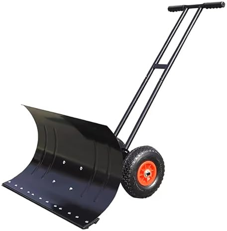 Kraftig snöplog med rombiska däck - justerbar skjuthjulsskyffel for uppfarter och promenader(B(75-43cm))