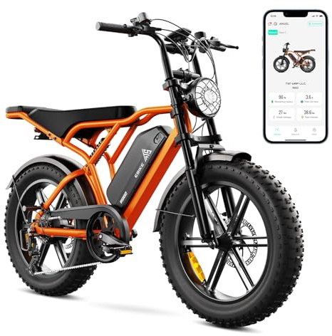 TST Bicicleta Eléctrica para Hombre y Mujer, Neumáticos Gordos 20''*4.0, E-Bike con Control por Aplicación y Suspensión, Batería 48V 15AH Motor 250W Carga Máxima 204kg