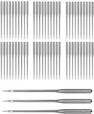 WUNZILO 60Pcs Agujas para Máquina de Coser,Agujas Universales Tamaños 14/16/18 para Tejidos Delgados y Gruesos Apta para Tela Algodón Denim Lona y PEstándar para Costura Doméstica