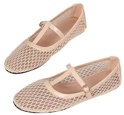 Elegantes bailarinas transpirables para mujer Cómodas zapatillas deportivas con cordones ligeras Mary-Jane- zapatillas ideales para el día a día Zapatos de baile blancos de tacón bajo