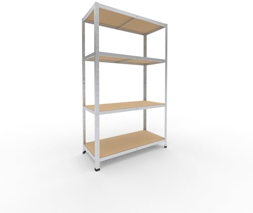 shelfplaza Home 180x110x50 cm Schwerlastregal in verzinkt mit 4 Böden und 175 kg Traglast pro Boden
