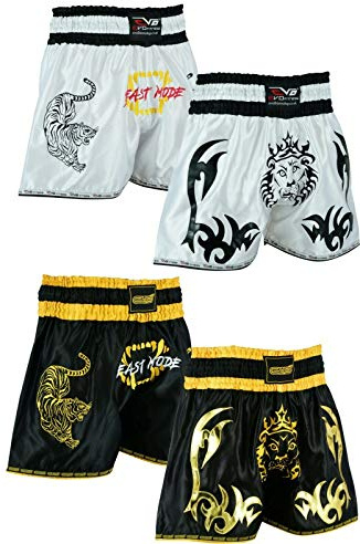 EVO Fitness Muay Thai Shorts Girls MMA Kick Boxing Martial Arts Fight Gear (Black & Orange, XL)