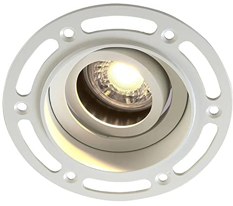 National Lighting Plaster-in Trimless Downlights - 10-Pack Round Recessed Lighting - Matt White LED Downlights Ceiling - 20 Degree Adjustable Tilt Spotlights - 7W 240V LED GU10 Lamp (Not Included)