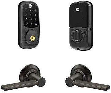 Yale Assure Lock, Wi-Fi and Bluetooth Deadbolt with Valdosta Lever - Compatible with Alexa, Google Assistant and HomeKit - Black Suede