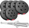 Hop-Sport Hantelset 59 kg Langhantel-Stange Hantelcheiben 4x10 kg + 2x5 kg