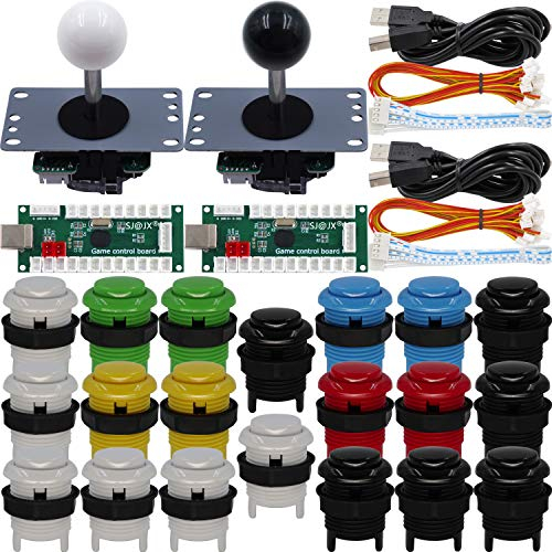 SJ@JX Arcade Game 2 Player Controller DIY Kit Microswitch Button 4&8 Way Joystick Zero Delay USB Encoder Fighting Stick Handles Console for PC MAME Raspberry Pi Retropie