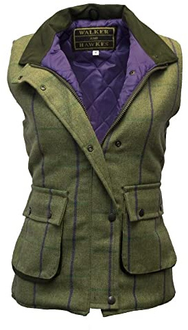 Walker and Hawkes - Bayston - Chaleco de tweed para mujer - Inspirado en la hípica y la caza - Rayas moradas - EU 42 (UK 14)