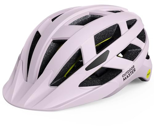 OutdoorMaster Gem Recreational MIPS Cycling Helmet - Two Removable Liners & Ventilation in Multi-Environment - Bike Helmet in Mountain, Motorway for Youth & Adult (Misty Sakura, Large)