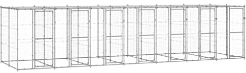 vidaXL Outdoor Hundezwinger Überdachung Verzinkter Stahl 16,94m² Hundekäfig