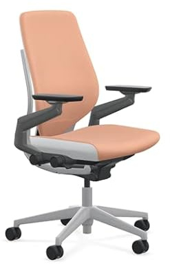 Steelcase Gesture Office Chair - Era Persimmon Fabric, Medium Seat Height, Shell Back, Light on Light Frame, and Hard Floor Casters