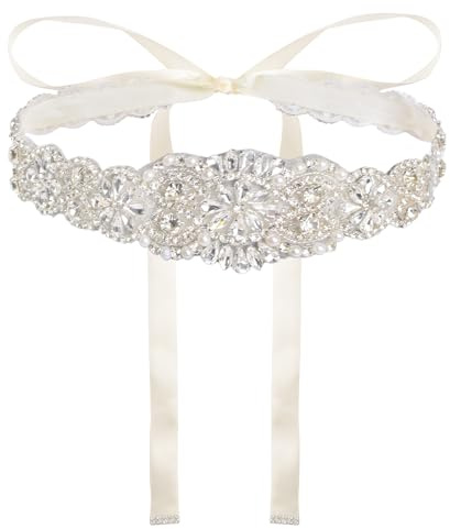 URROMA Crystal Bridal Wedding Belt, Crystal Rhinestone Belt for Bride, Bridesmaid, Women, Wedding Party, Prom - Ivory, 270cm