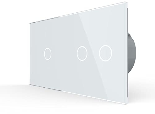 LIVOLO Kombination Touch einfacher Lichtschalter + Serienschalter Wandschalter Touchschalter inkl. Glasblende Weiß