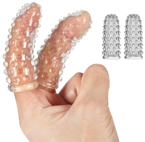 Paquete de 2 fundas para dedos, accesorios para vibrador, accesorios de vibrador, ideal para masaje de dedos, juegos previos, se dirige a la estimulación del clítoris del punto G, juguete sexual