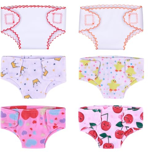 12-15 Inch Reusable Baby Doll Diapers, 6-Piece Set